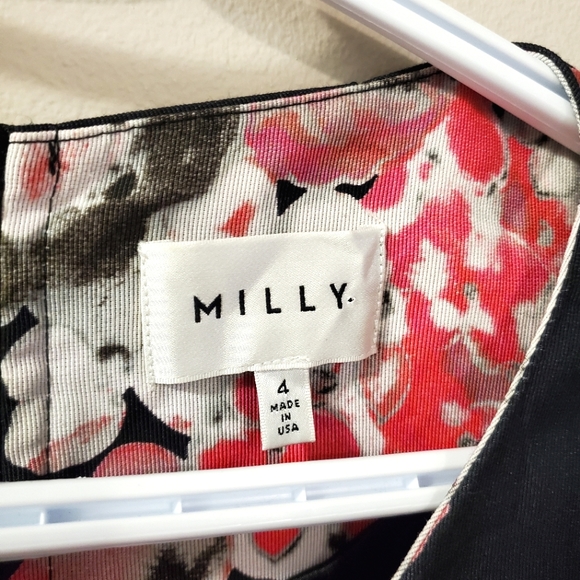 Milly - Black and Pink Floral Occasion Dress - Size 4 - Picture 3 of 13
